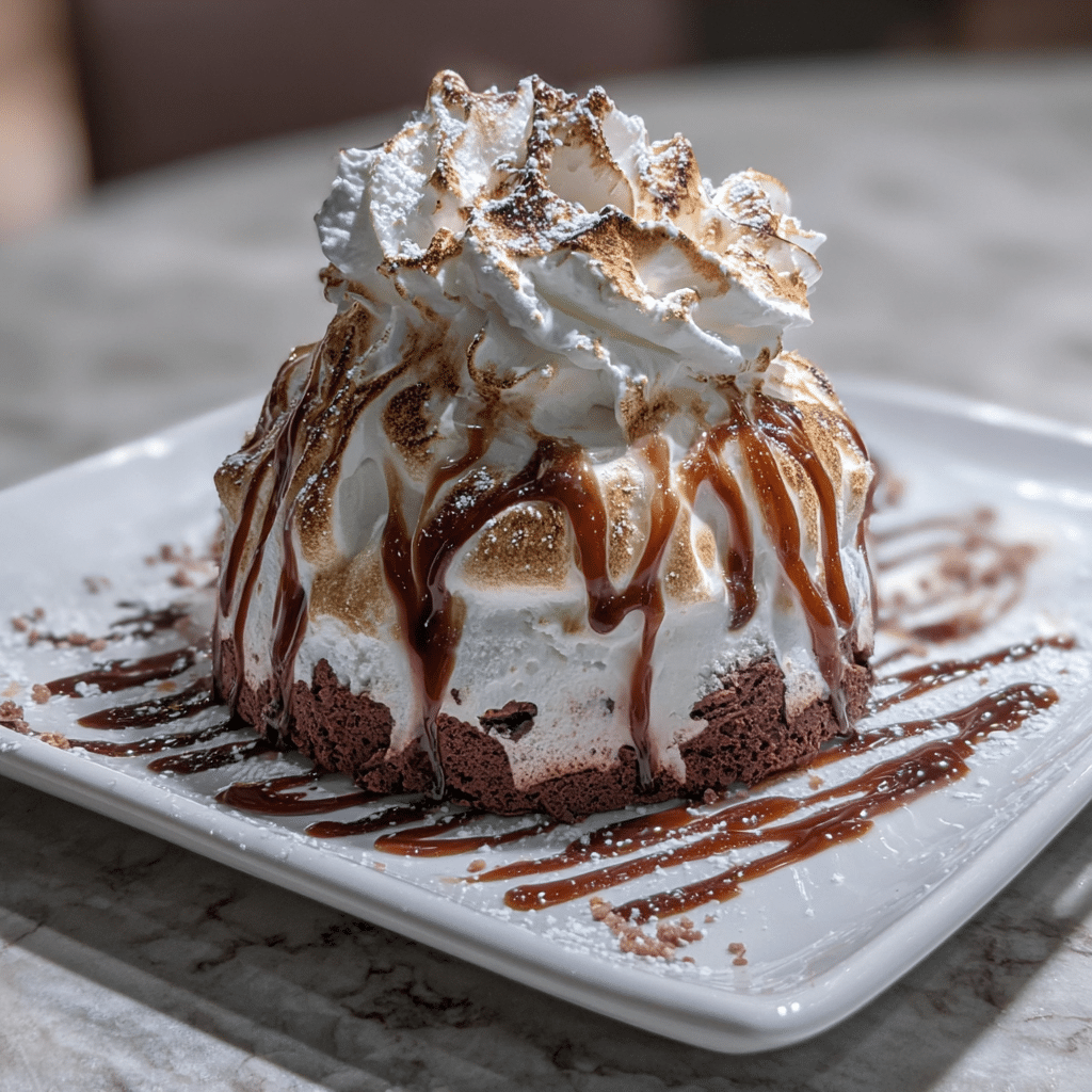 Chocolate Brownie Peppermint Baked Alaska