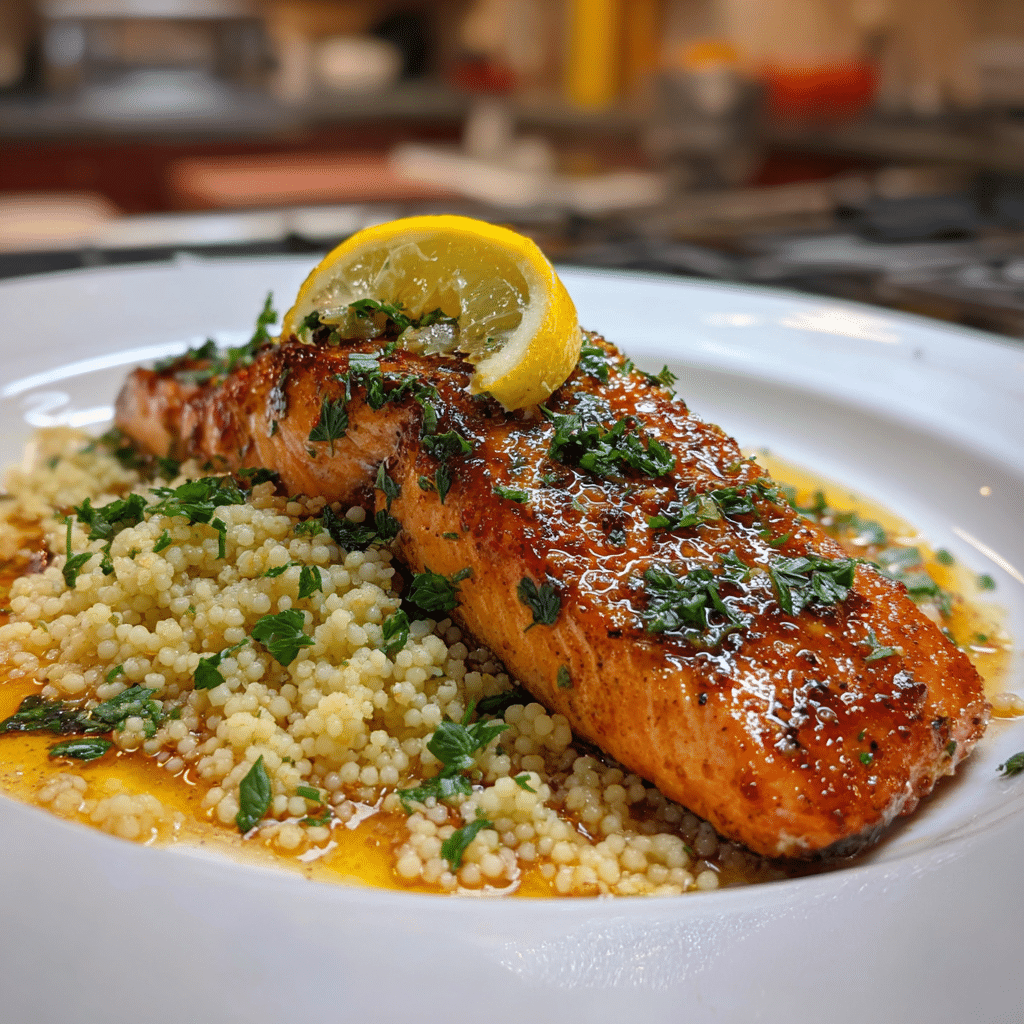 Baked salmon with couscous