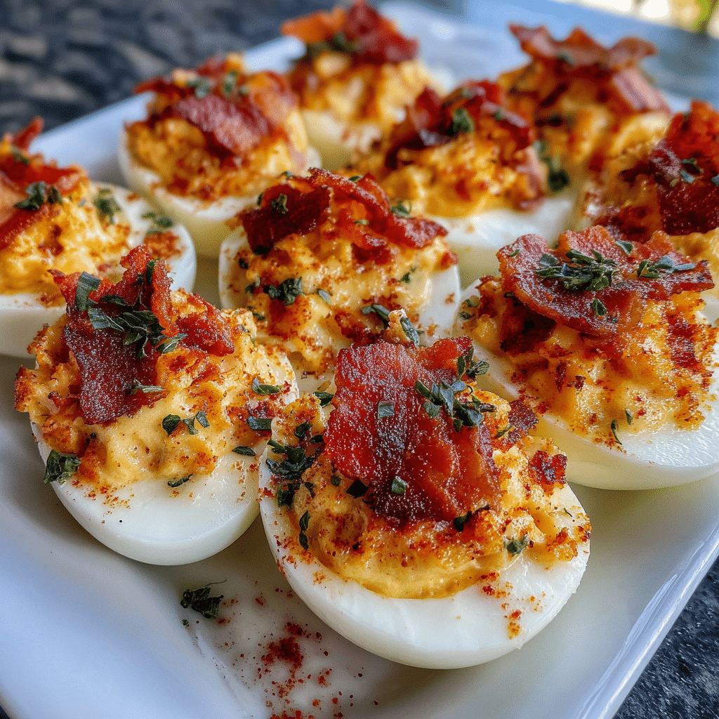 Crispy Bacon Deviled Eggs