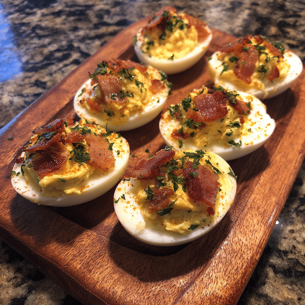 Crispy Bacon Deviled Eggs