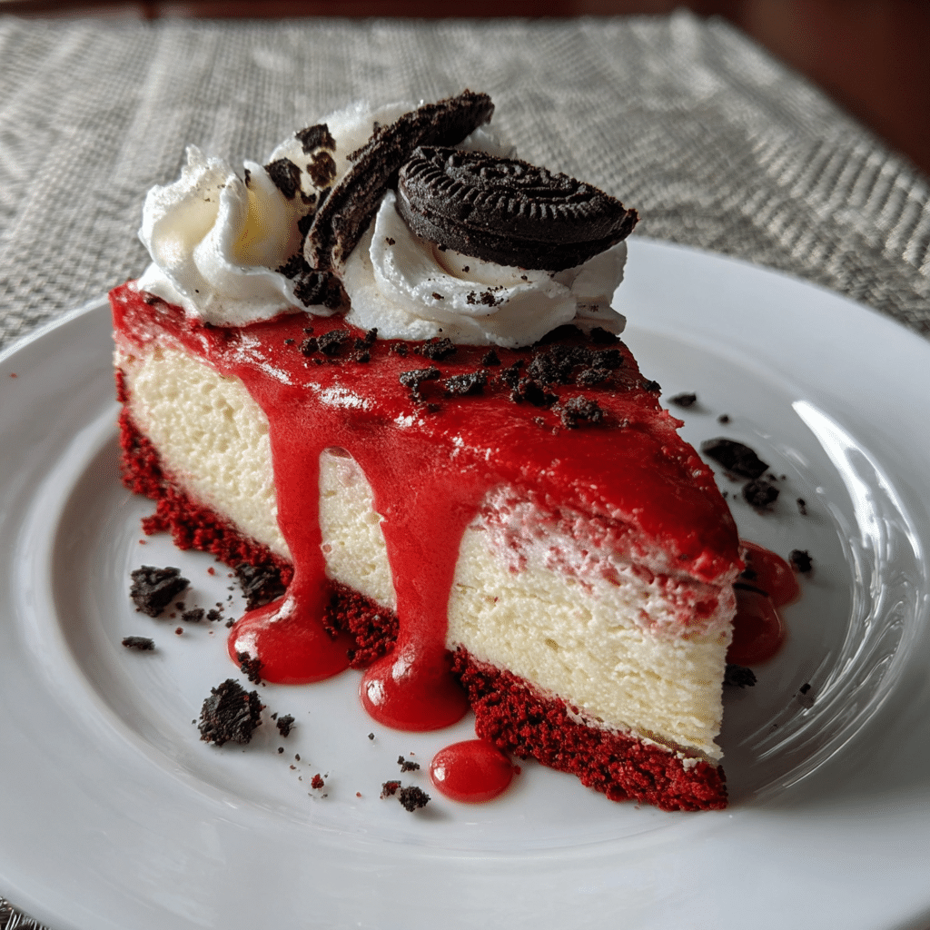 Creamy Red Velvet Oreo Cheesecake
