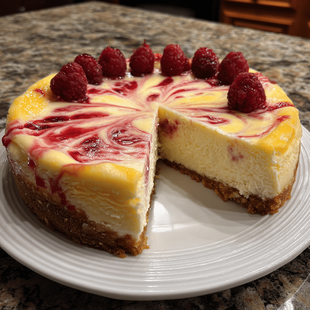 
Lemon Raspberry Swirl Cheesecake Recipe