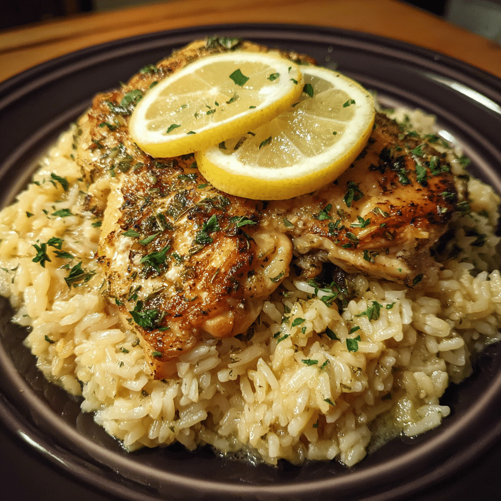 Slow Cooker Lemon Herb Chicken and Rice