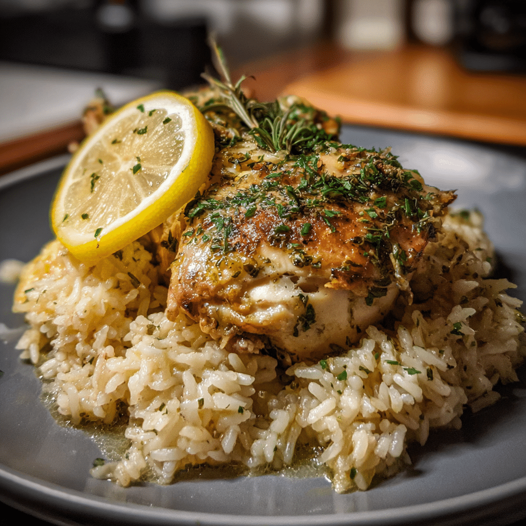 Slow Cooker Lemon Herb Chicken and Rice