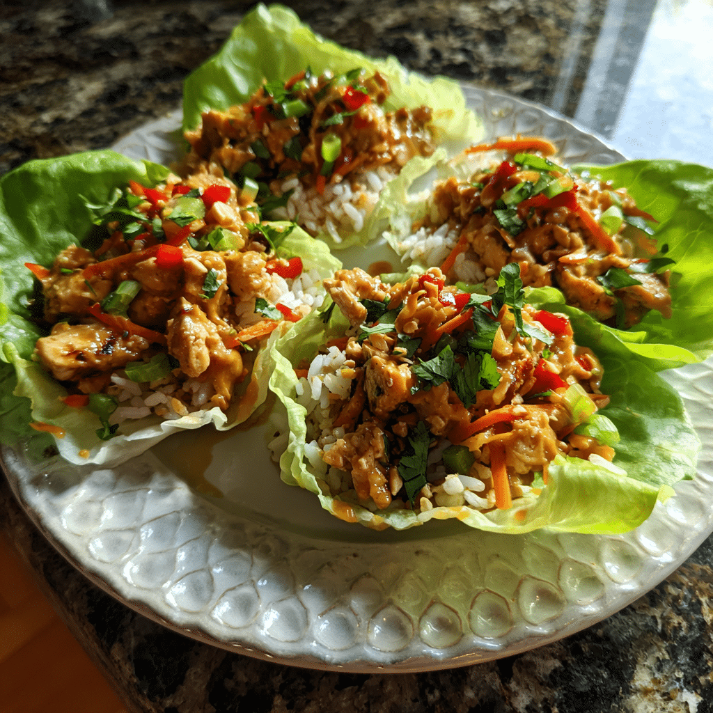  Thai Peanut Chicken & Rice Lettuce Cups