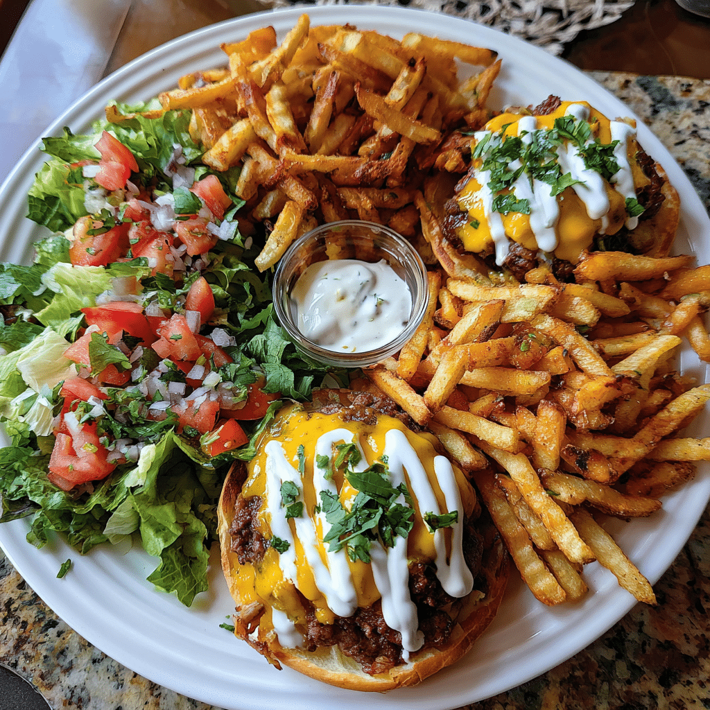 Burger Bowls with Crispy Fries