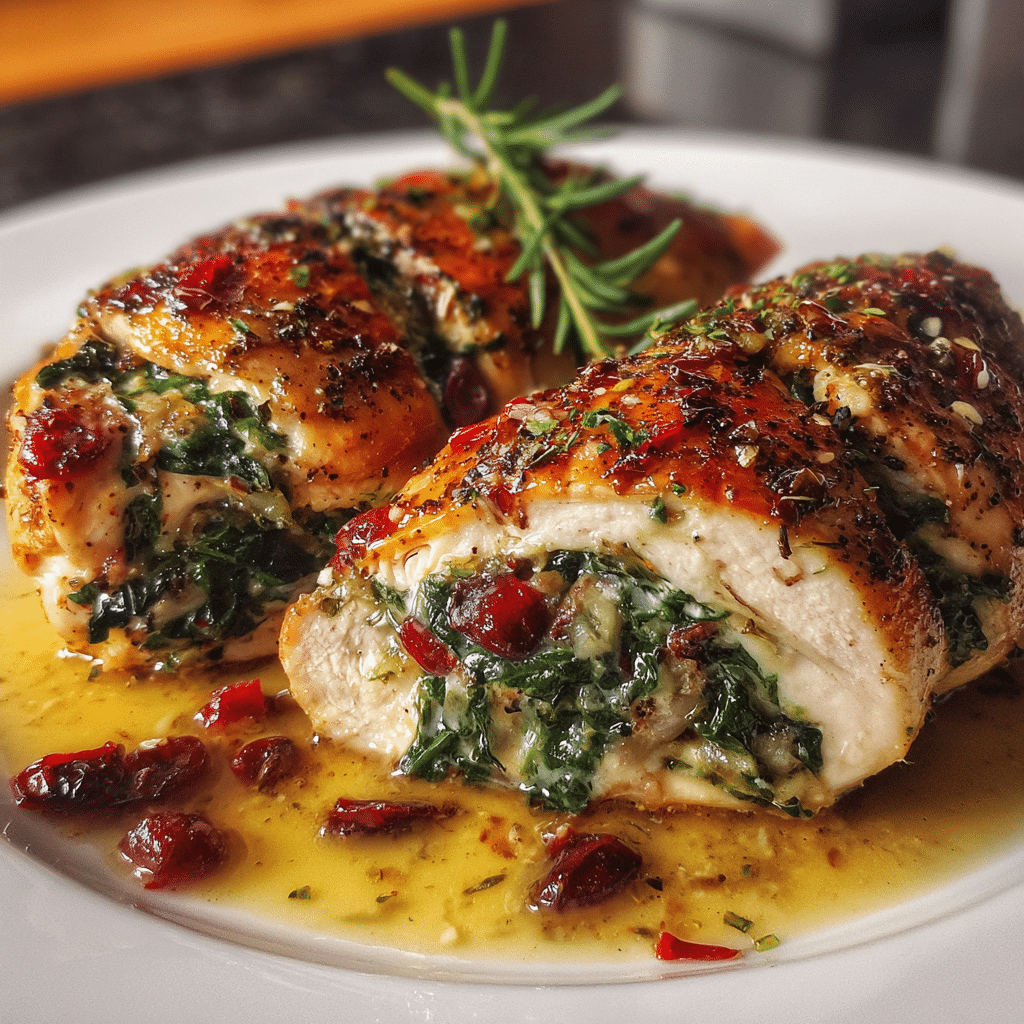 Cranberry Spinach Stuffed Chicken