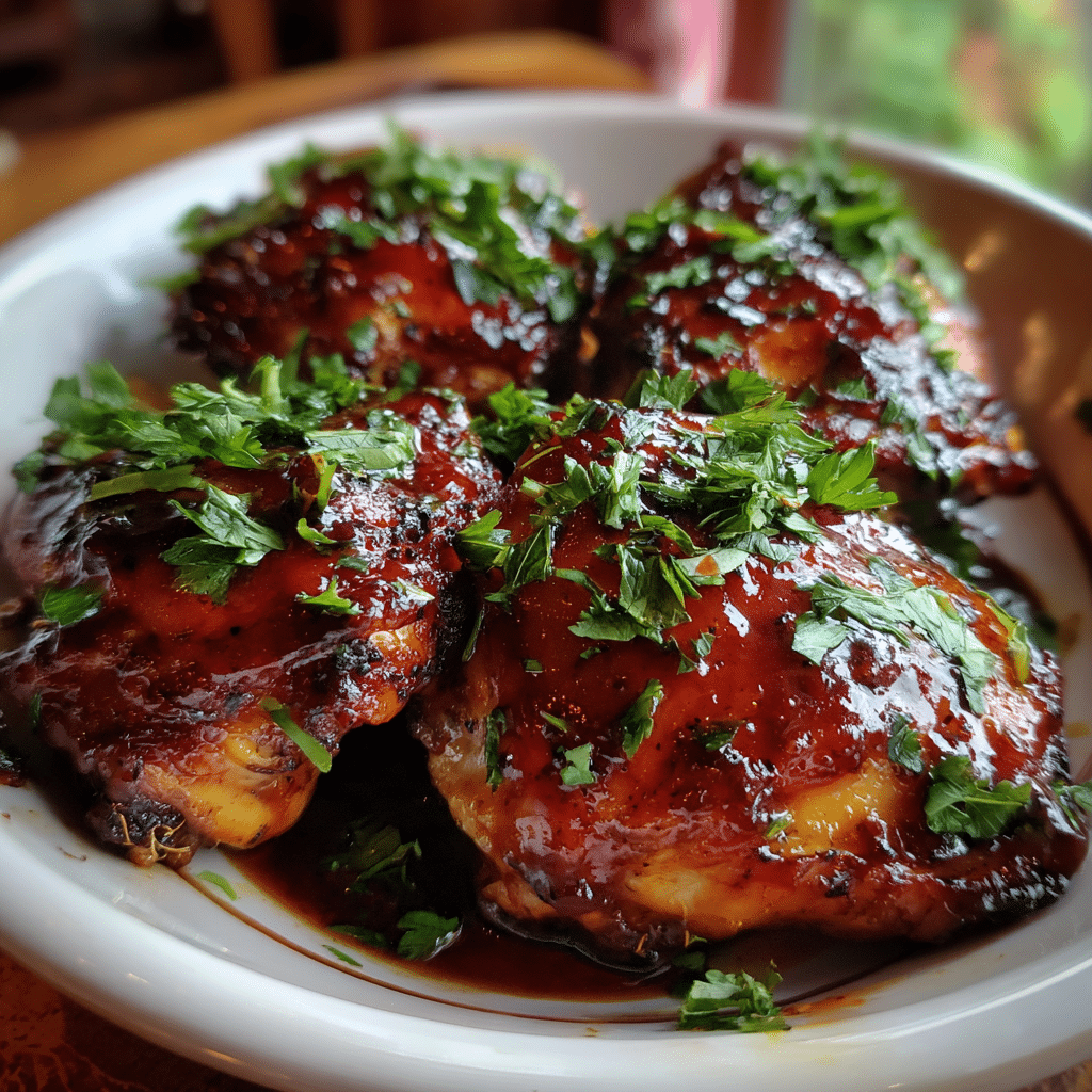 Slow Cooker Honey Garlic BBQ Chicken Thighs