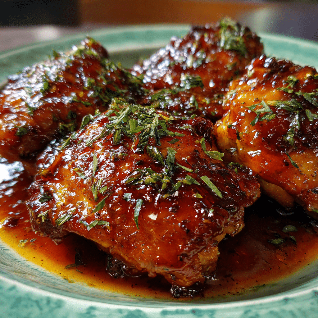 Slow Cooker Honey Garlic BBQ Chicken Thighs