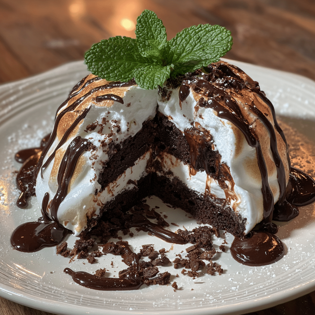 Chocolate Brownie Peppermint Baked Alaska