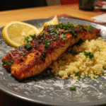 Baked salmon with couscous