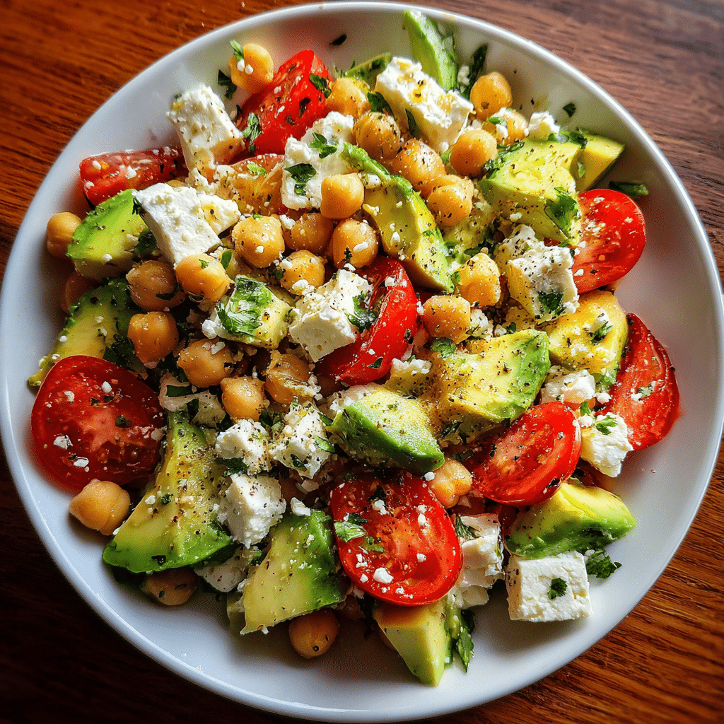 Chickpea Feta Avocado Salad