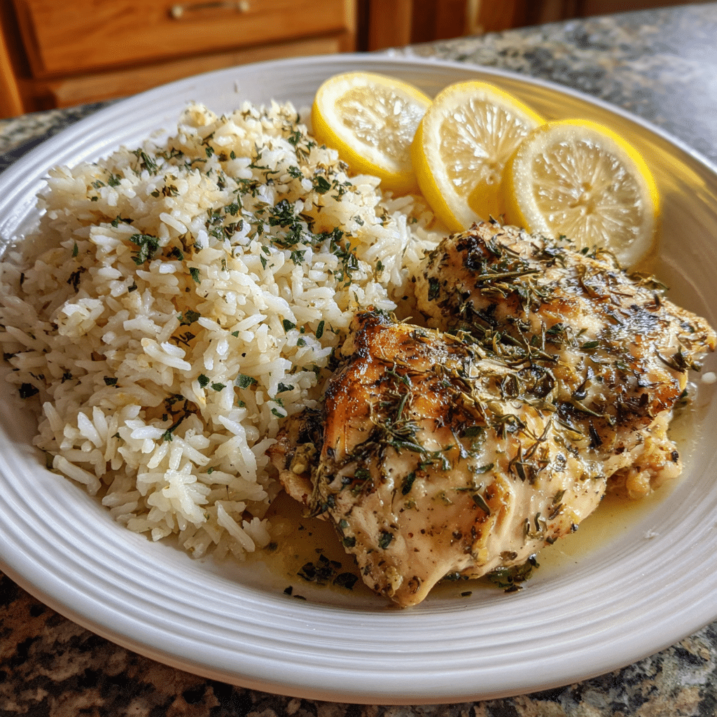 Slow Cooker Lemon Herb Chicken and Rice