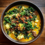 Cauliflower Sausage Kale Soup