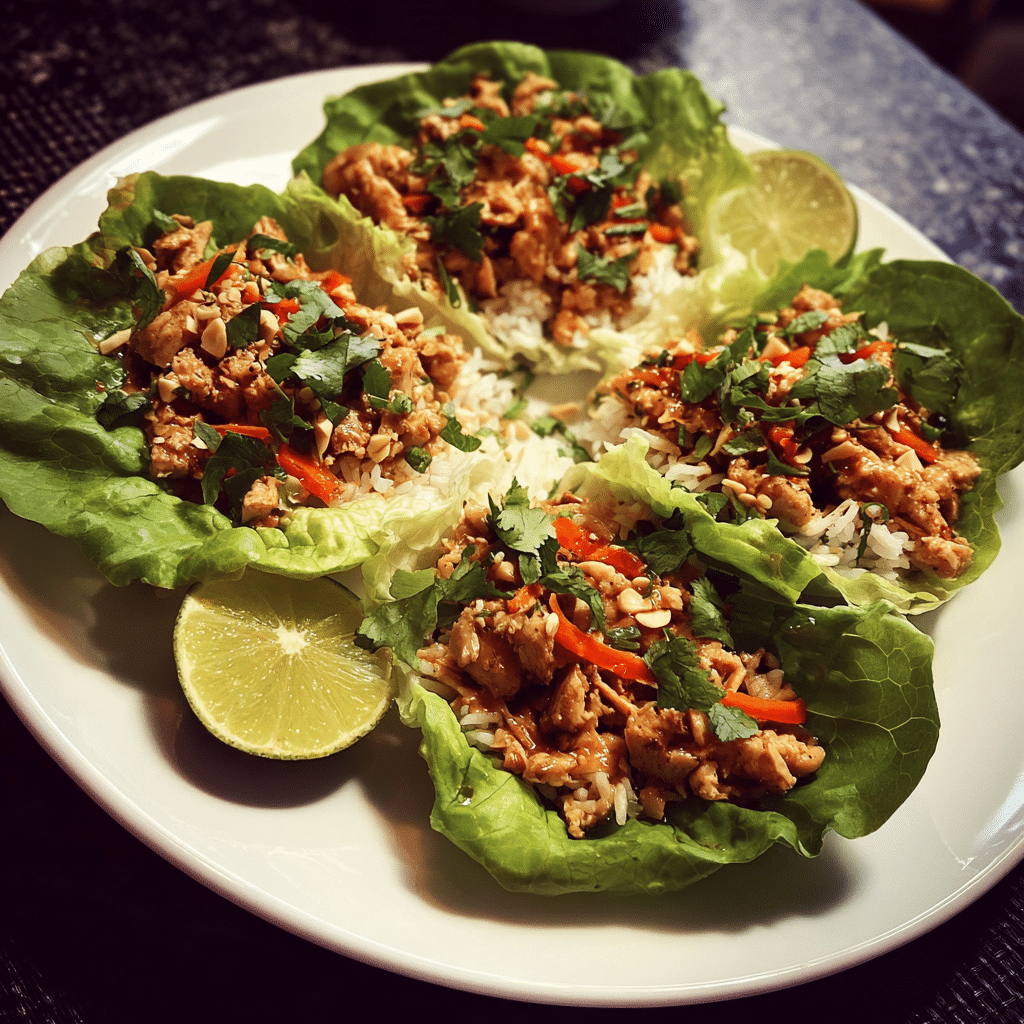 Thai Peanut Chicken & Rice Lettuce Cups
