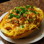 Buffalo chicken spaghetti squash