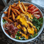 Burger Bowls with Crispy Fries