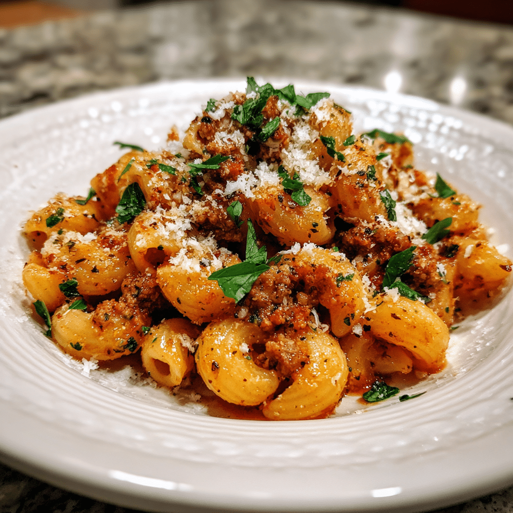 spicy sausage cavatappi pasta