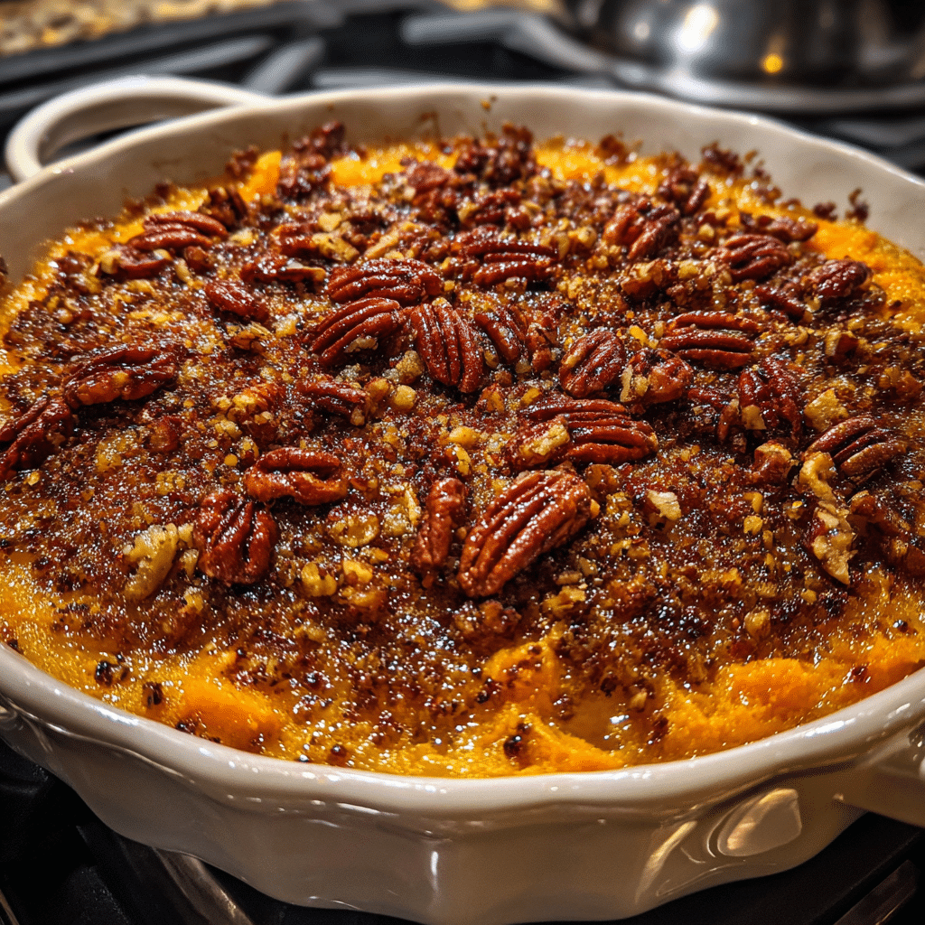 sweet potato casserole with pecan topping