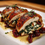 Cranberry Spinach Stuffed Chicken