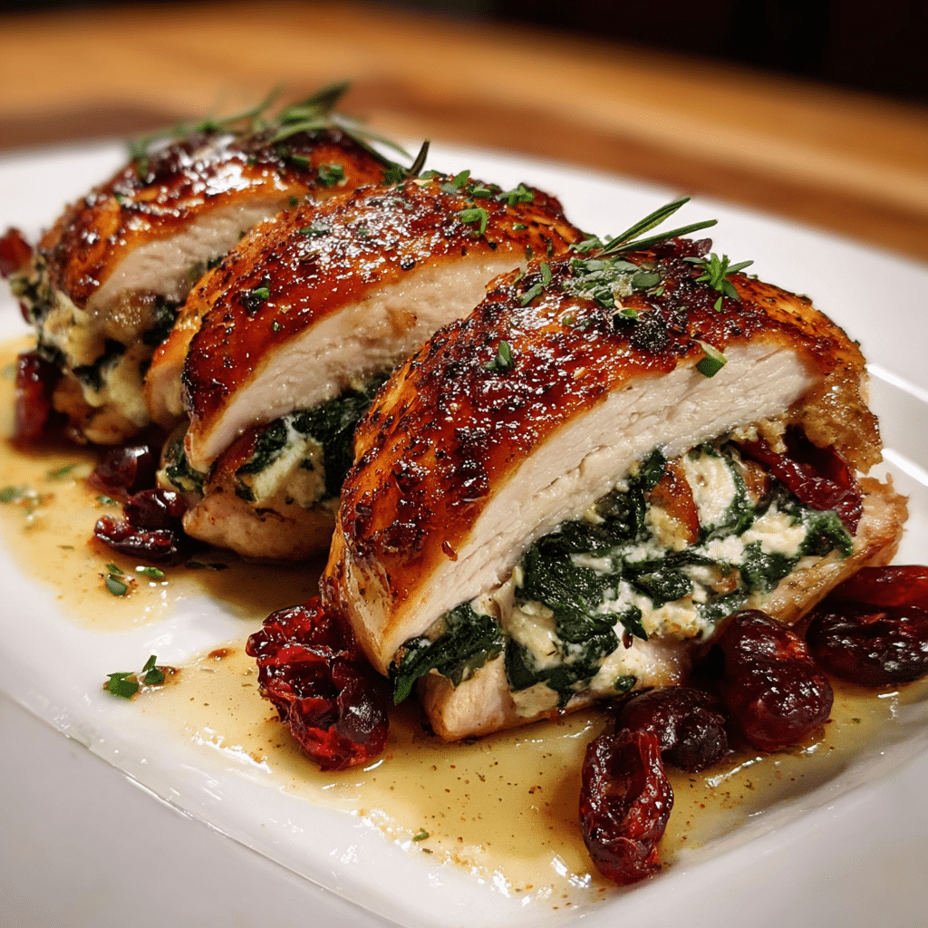 Cranberry Spinach Stuffed Chicken