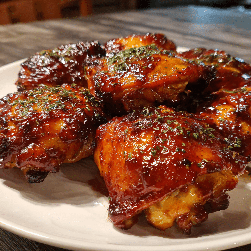 Slow Cooker Honey Garlic BBQ Chicken Thighs