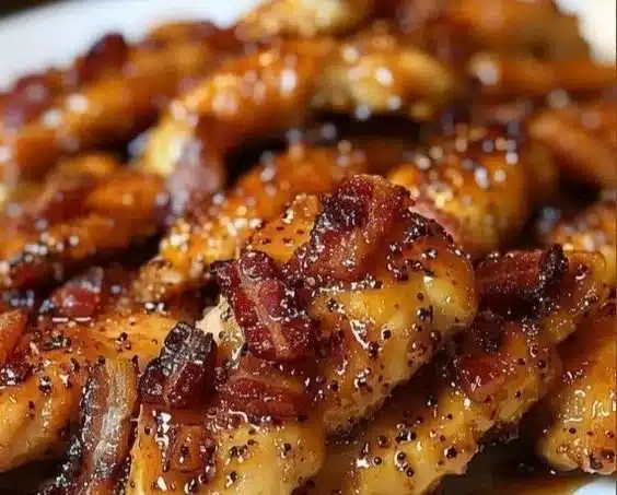 Delicious Bacon Brown Sugar Chicken Tenders on a plate