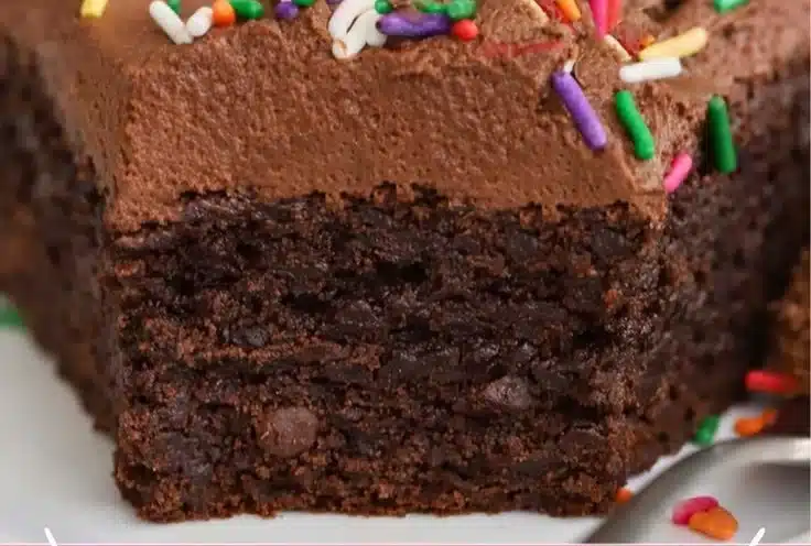 Delicious Brownie Cake topped with chocolate and nuts