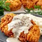 Delicious plate of crispy Chicken Fried Chicken with sides