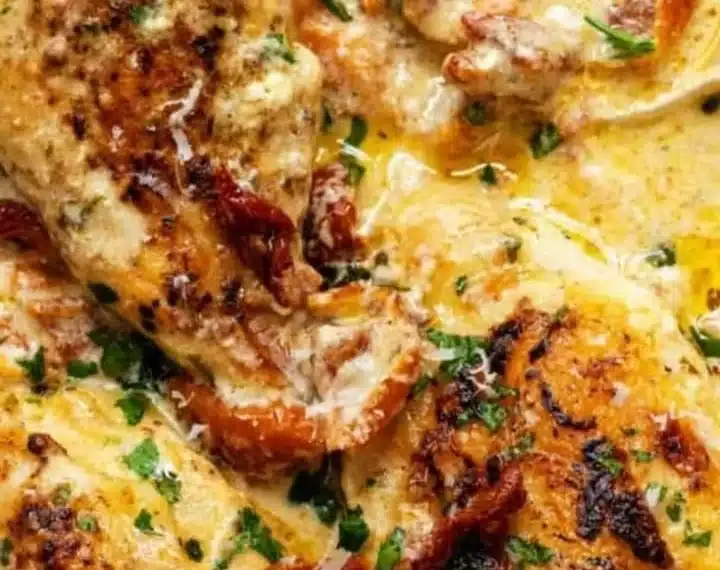 Delicious Crock Pot Marry Me Chicken dish served with herbs and sauce