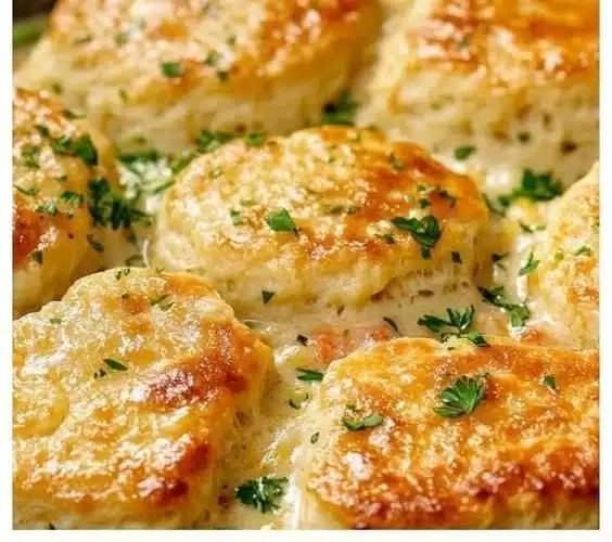 Delicious Red Lobster Biscuit Chicken Pot Pie with flaky biscuits and chicken