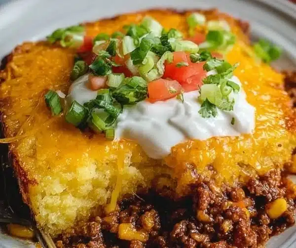Delicious Texas Tamale Pie served in a dish, showcasing vibrant ingredients and textures.