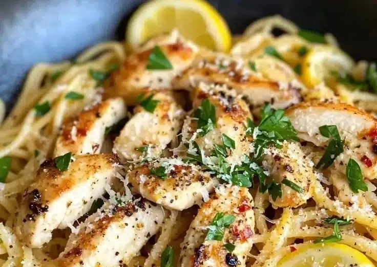 15-Minute Lemon Garlic Chicken Pasta