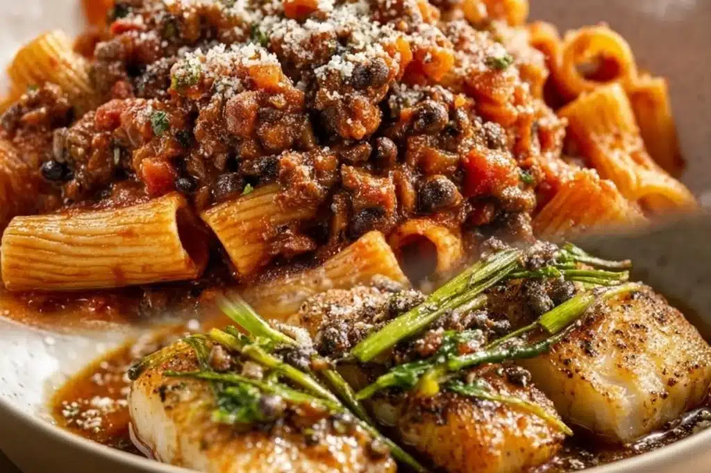 A colorful plate of anti-inflammatory dinner options featuring vegetables and lean protein.