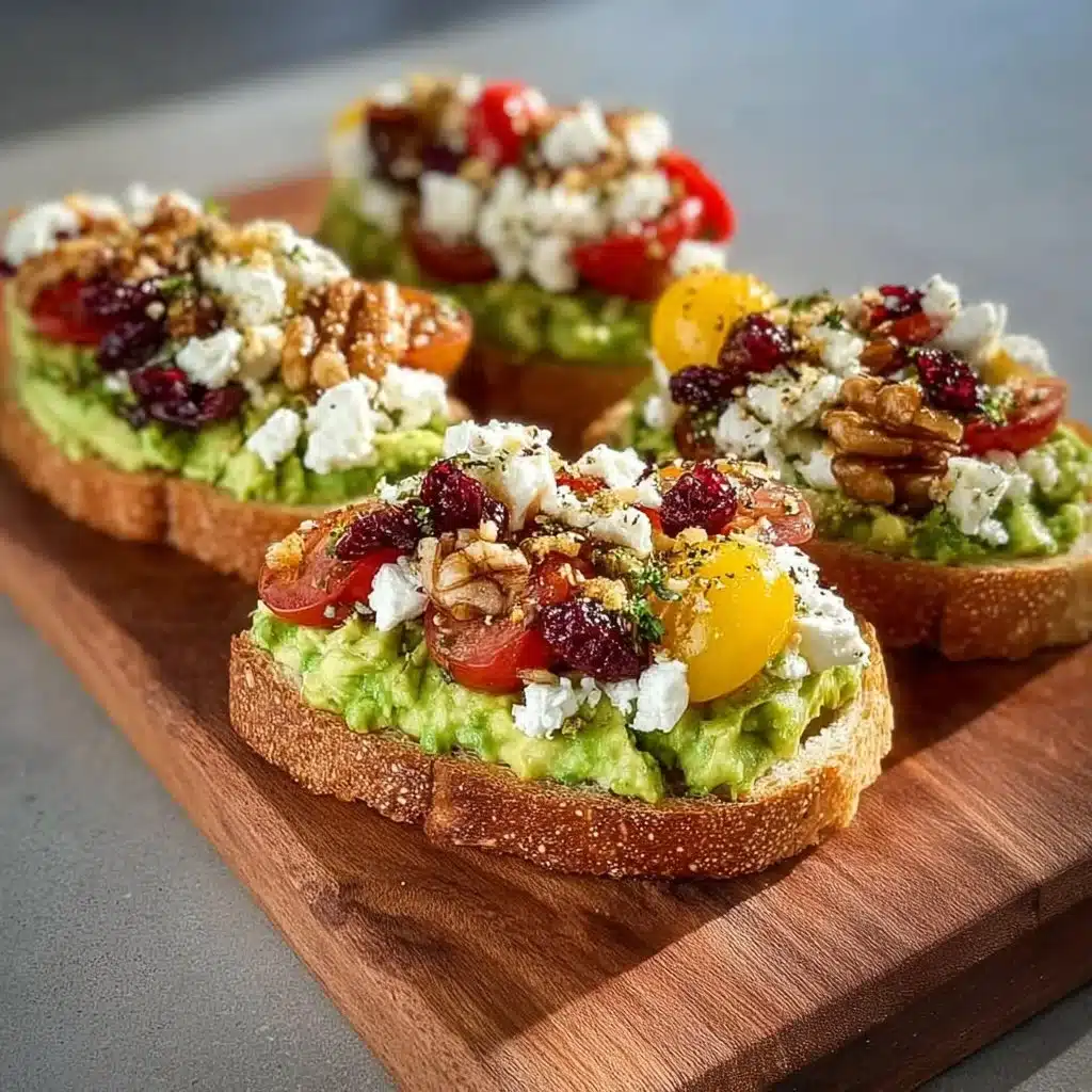 Avocado Toast with Feta, Cherry Tomatoes, Cranberries, and Walnuts