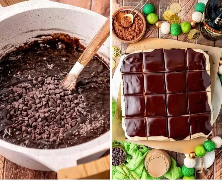 Deliciously rich Bailey's Irish Cream Brownies topped with chocolate frosting