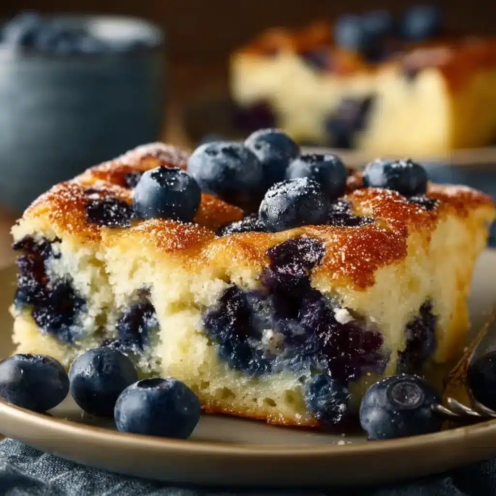 Blueberry Cottage Cheese Breakfast Bake served in a dish with fresh berries on top