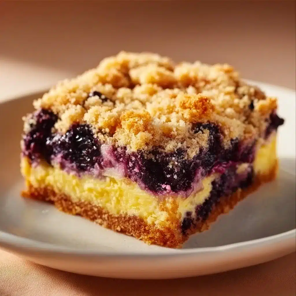 Delicious Blueberry Cream Cheese Dump Cake topped with fresh blueberries and cream cheese icing