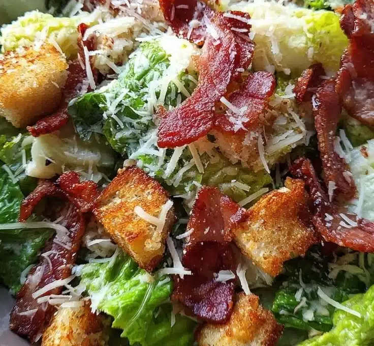 Fresh Caesar Salad with romaine, croutons, and creamy dressing.