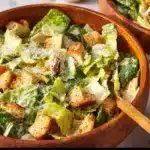 Delicious Caesar Salad with romaine lettuce and croutons