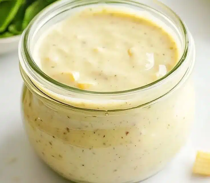 Homemade Caesar Salad Dressing with fresh ingredients and creamy texture.