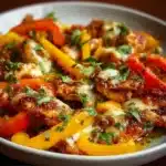Cajun Chicken with Bell Peppers cooked to perfection on a plate