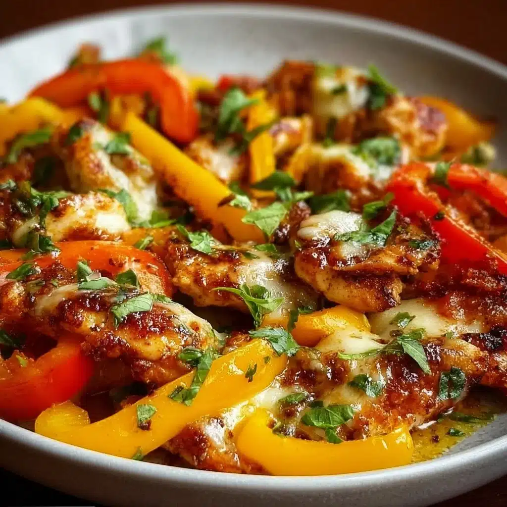 Cajun Chicken with Bell Peppers cooked to perfection on a plate