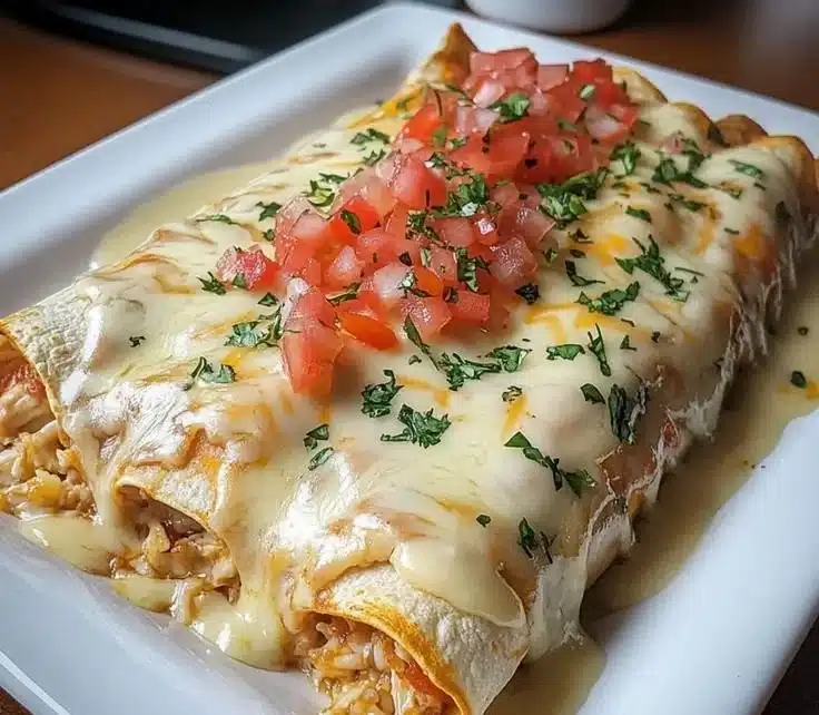 Delicious Cheese Chicken Enchiladas served on a plate