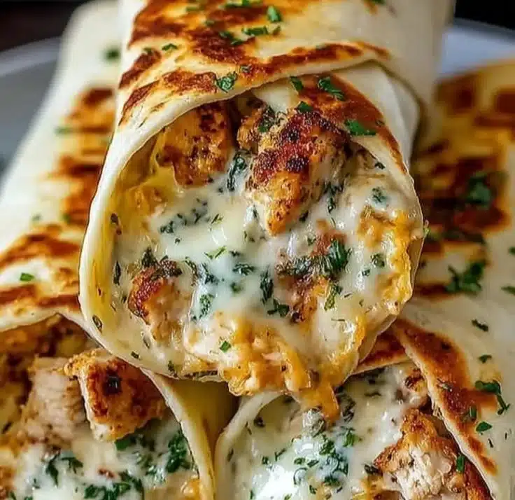 Cheesy Garlic Chicken Wraps