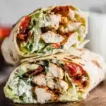 Delicious Chicken Caesar Wrap with romaine lettuce and Caesar dressing