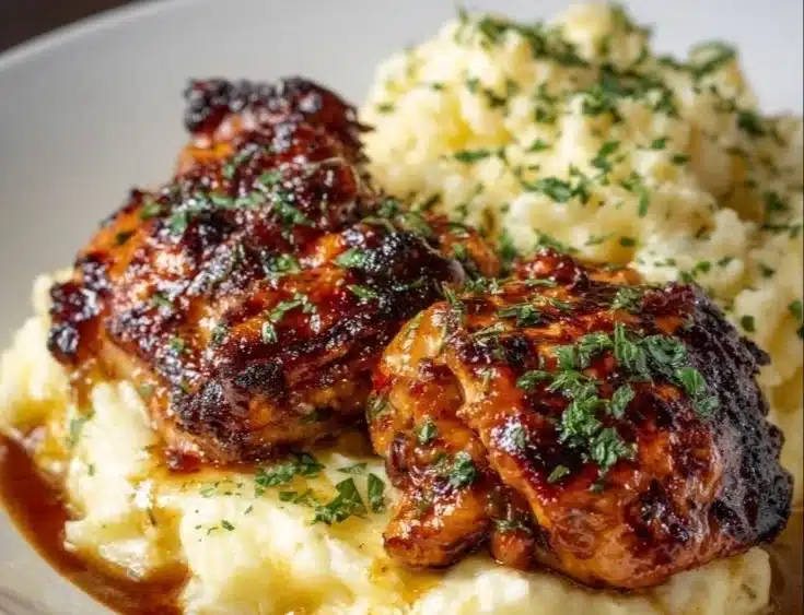 Chipotle Honey Chicken Thighs with Smoked Gouda Mashed Potatoes