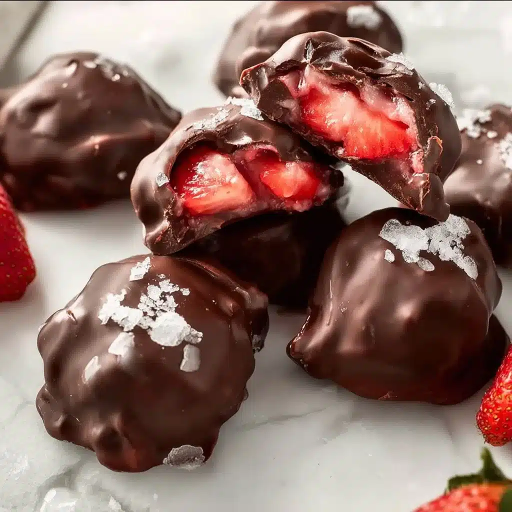 Chocolate strawberry frozen yogurt bites ready to enjoy as a tasty snack