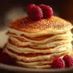 Delicious fluffy cottage cheese pancakes served with fresh fruits
