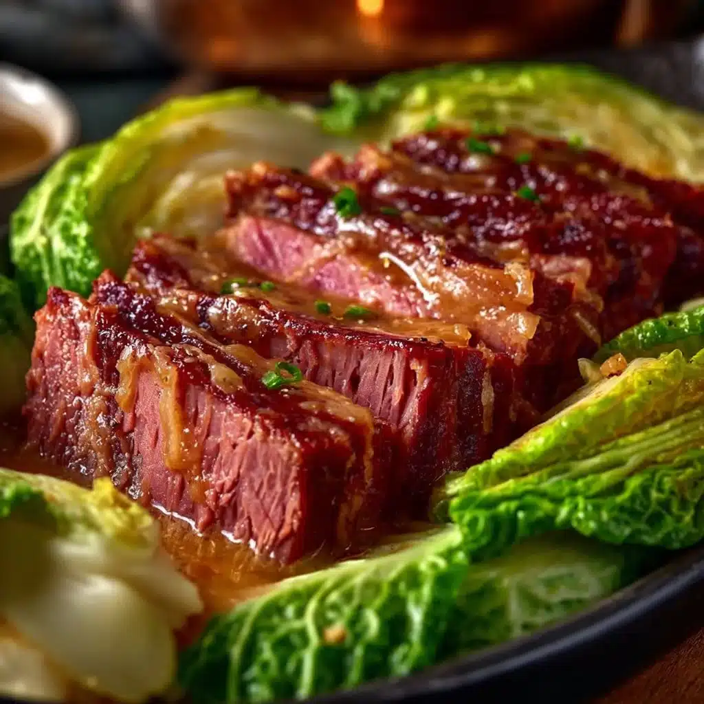 Cozy slow cooker corned beef and cabbage with honey mustard glaze